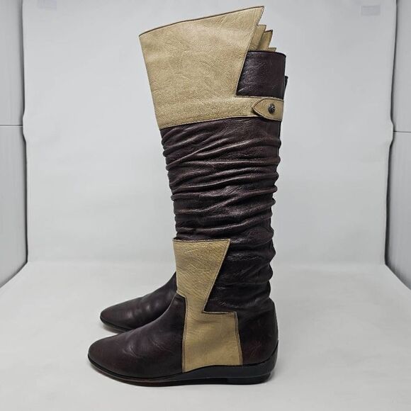 EL VAQUERO BROWN TAN LEATHER WESTERN KNEE HIGH BOOTS 15" WOMENS US 6 EU 36 - Picture 4 of 12